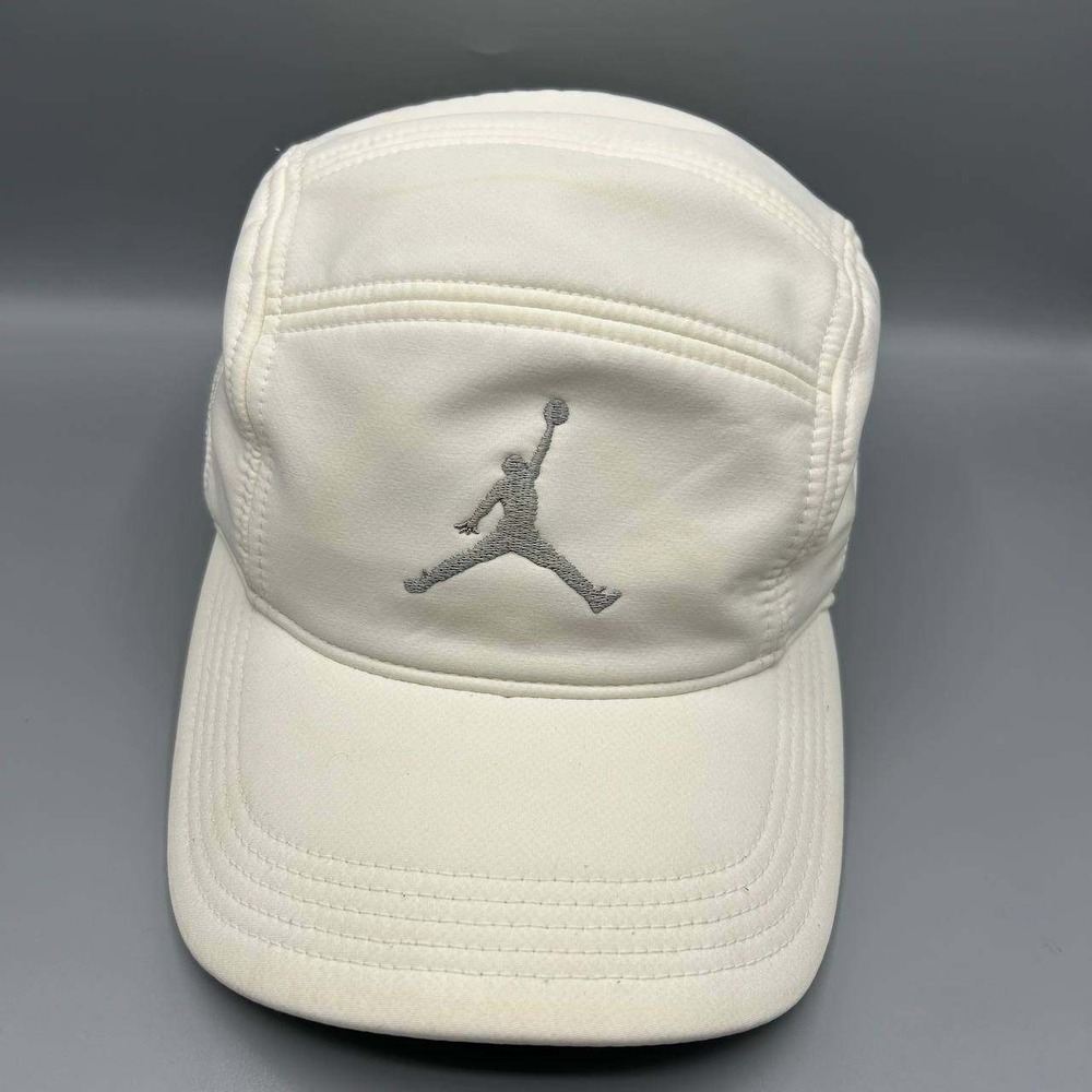 Air Jordan 5 Panel Hat Men White Embroidered Logo Jumpman‎ Strap Back Cap